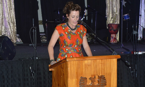 Deputy Principal (pastoral) making her remarks during the ceremony